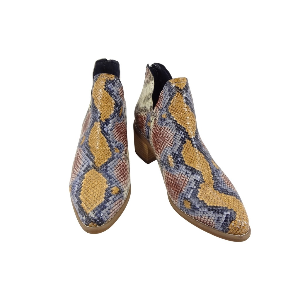 Blondo Waterproof Snakeskin Ankle Booties Multicolor V-Cut Block‎ Heel Wom 6